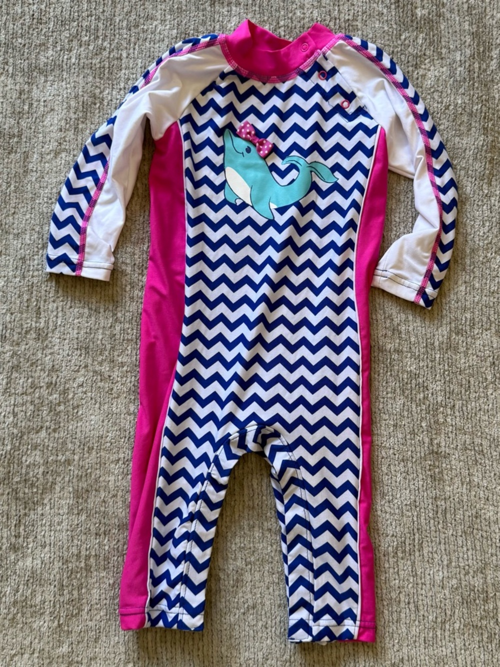 Coolibar UPF 50+ Baby Rash Guard One Piece Swimsuit Dolphin 6-12M